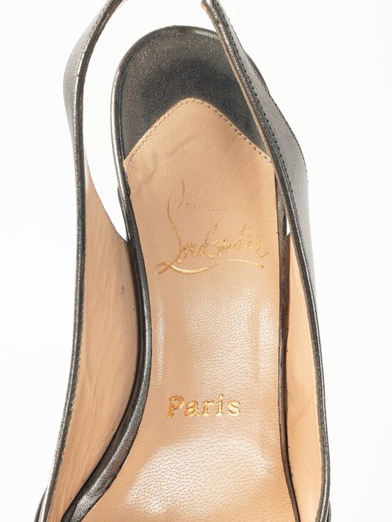 Christian Louboutin Metallic Grey Knotted Slingback Sandals - Picture 9 of 9